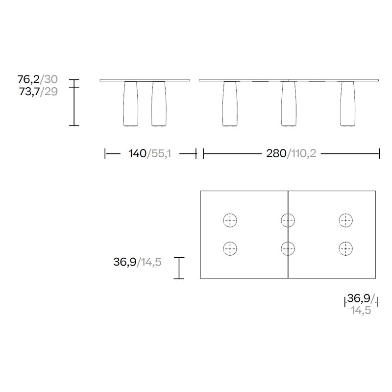 Kettal IL COLONNATO Esstisch 140 x 280 cm - 8 Beine