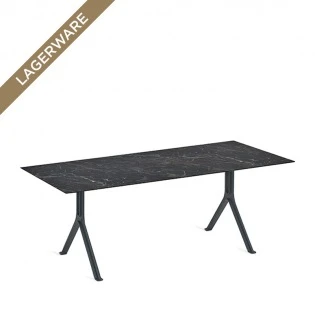 Gustavo Tisch 200x90cm, grau-metallic/HPL Marmor schwarz