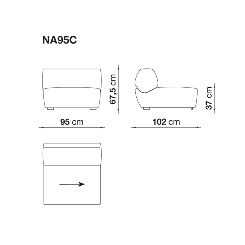 B&B Italia NAVIGLIO Mittelelement - Breite 95 cm 