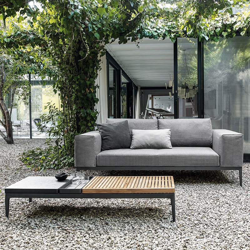Gloster GRID 2-Sitzer Sofa Meteor, Polster Cameron Granite
