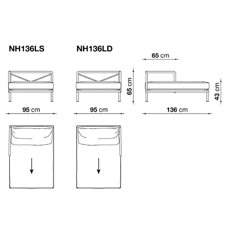 B&B Italia NOOCH OUTDOOR Chaiselongue mit Armlehne