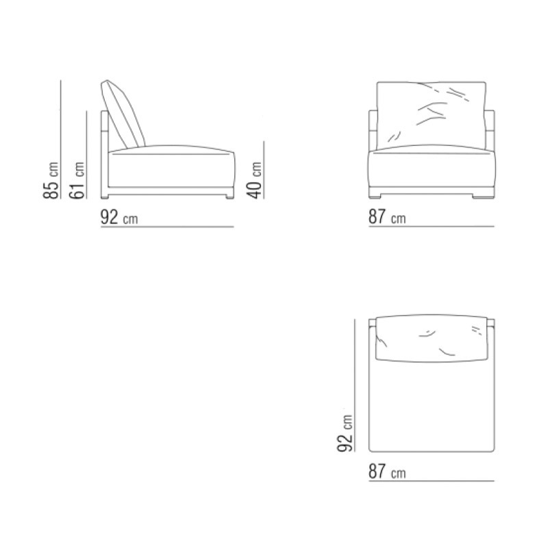 Flexform MILOS OUTDOOR offenes Endelement rechts 87cm