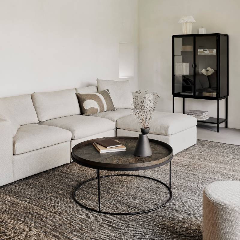Point-Virgule Servierplatte Rund 35 Cm, Mattschwarz Mit Griffen - Tablett Für Couchtisch & Snacks