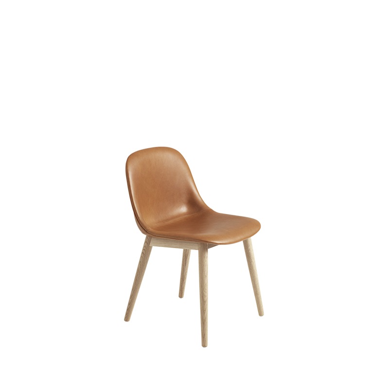 Muuto FIBER Stuhl Leder, Gestell Eiche