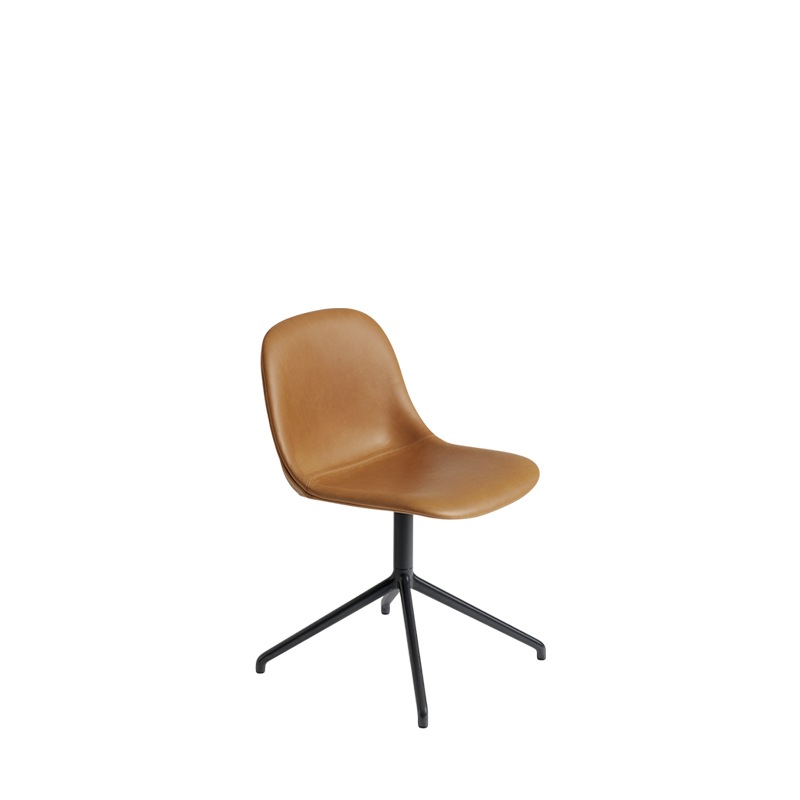 Muuto FIBER Drehstuhl ohne Armlehne, Leder