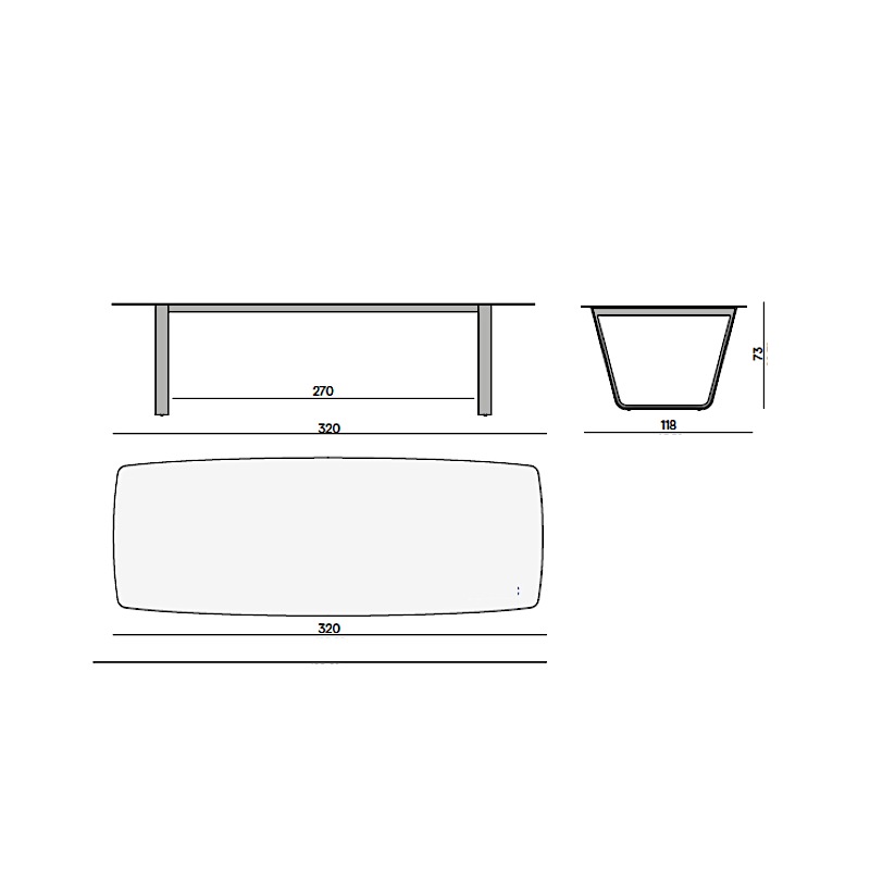 Manutti AIR Gartentisch 320 x 118 cm - Skizze