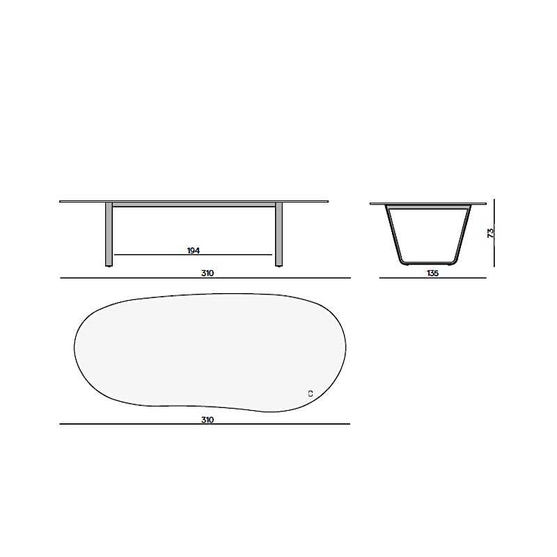 Manutti AIR Organik Gartentisch 310 x 135 cm - Skizze