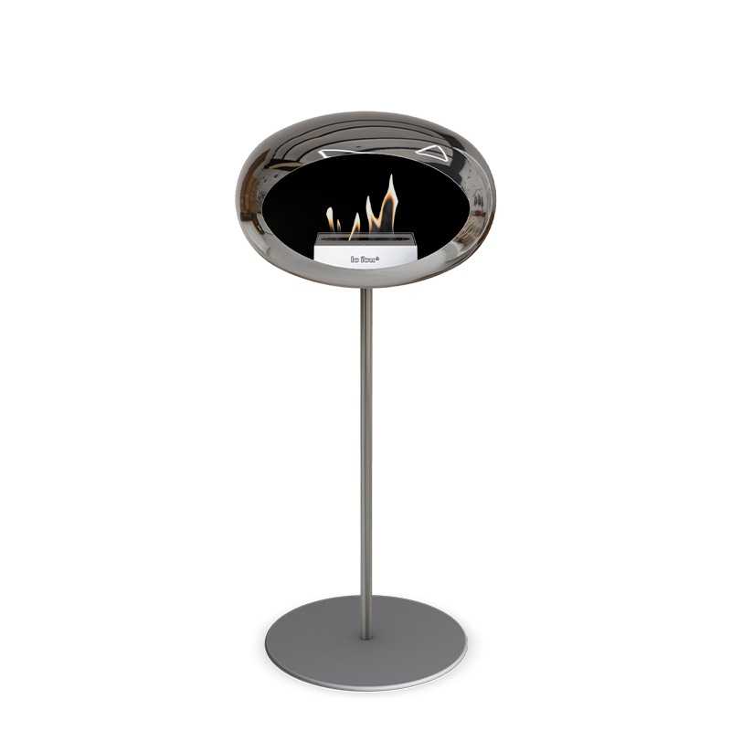 Le Feu GROUND STEEL HIGH Chromed Silver Bioethanol-Kamin