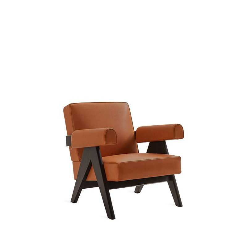 Cassina CAPITOL COMPLEX Sessel, Eiche schwarz/Leder Scozia Ambra