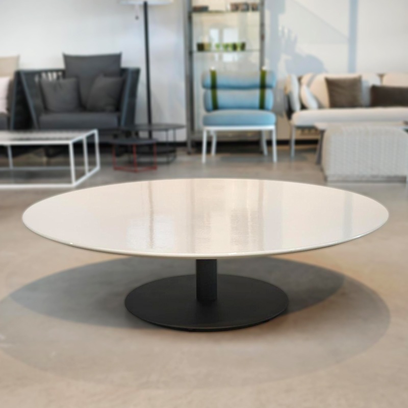 Tribù T-TABLE Couchtisch Ø125 cm, Wenge/Lavastein Linen