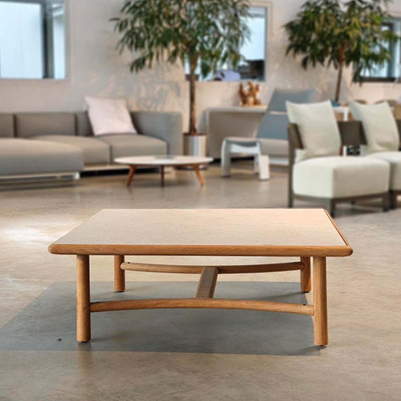 Tribù UKIYO Couchtisch 102x102 cm, Teak/ Keramik Sabbia