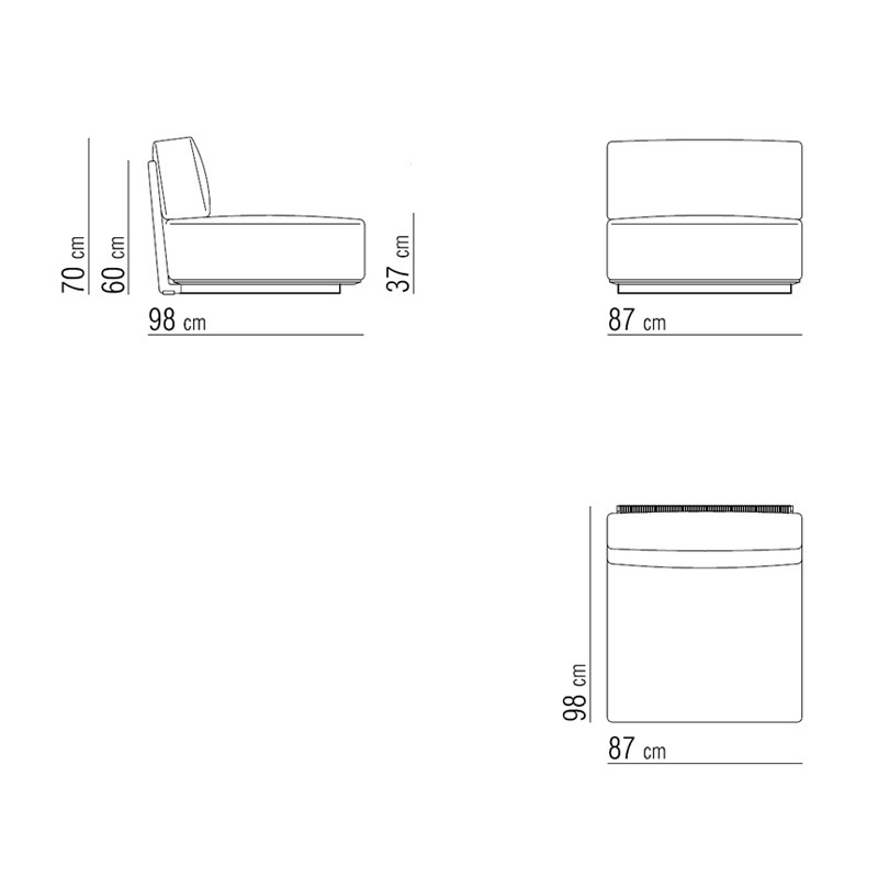 Mittelement Tiefe 98 cm