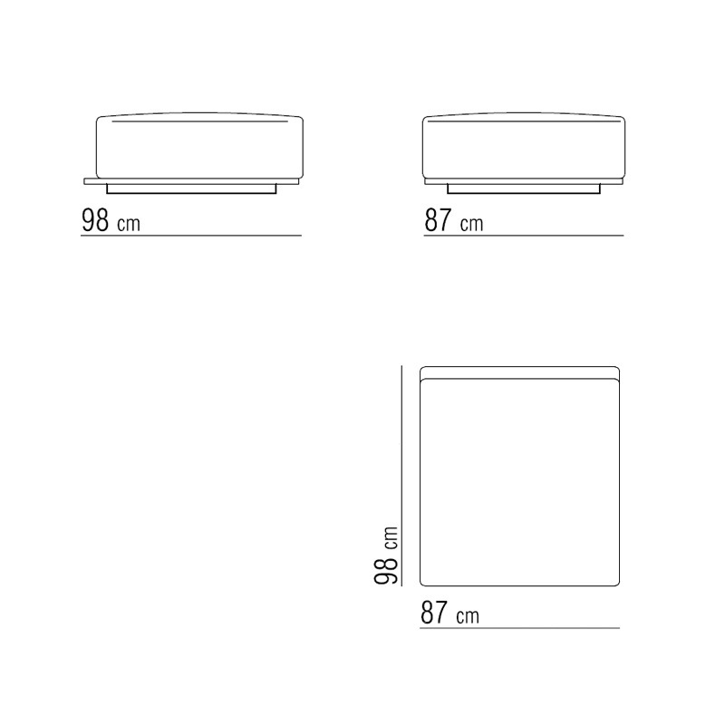 Hocker - Tiefe 98 cm | Breite 87 cm | Ablage hinten