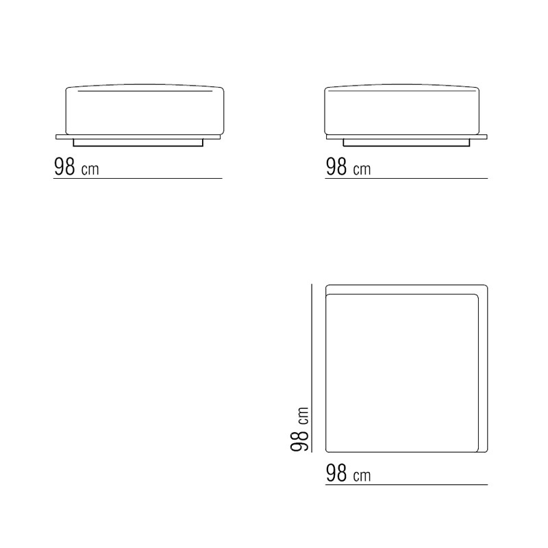 Hocker - Tiefe 98 cm | Breite 98 cm | Ablagen seitlich und hinten