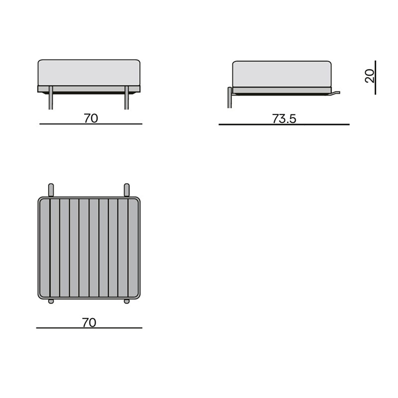 Manutti FLOWS abschließendes Tischlement 70
