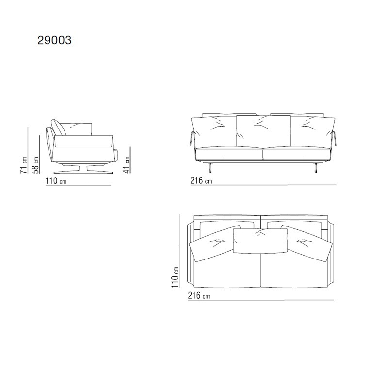 Flexform BRETTON Sofa - Breite 216 cm
