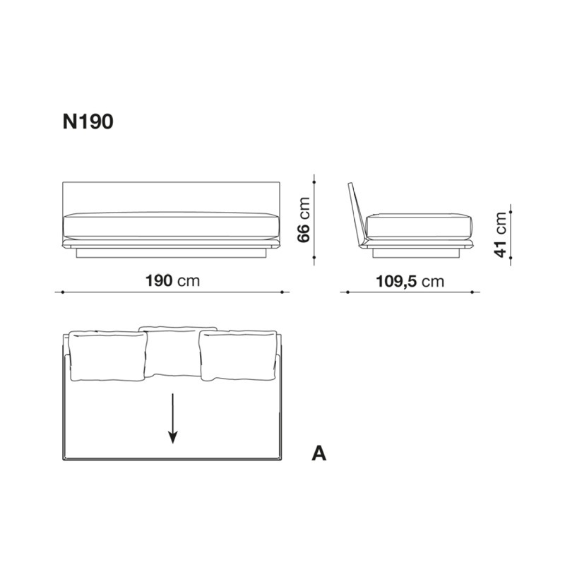 B&B Italia NOONU Mittelelement - 190 x 109 cm