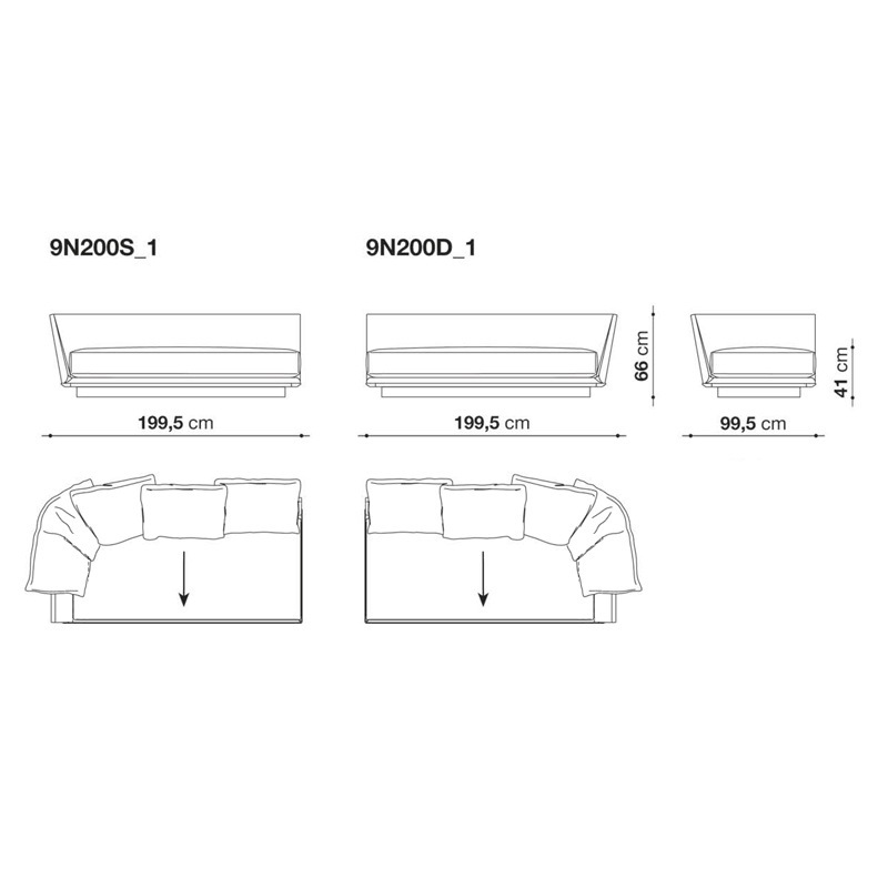 B&B Italia NOONU Eck-/Endelement - 199 x 99 cm