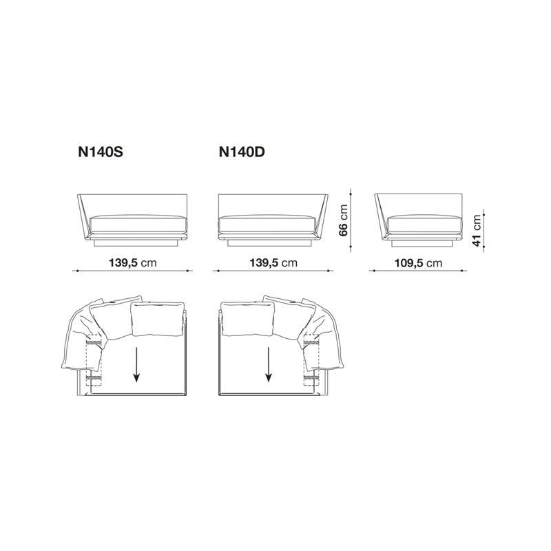 B&B Italia NOONU Eck-/Endelement mit Armrolle - 139 x 109 cm