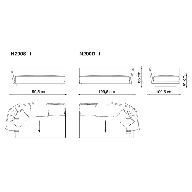 B&B Italia NOONU Eck-/Endelement mit Armrolle - 199 x 109 cm