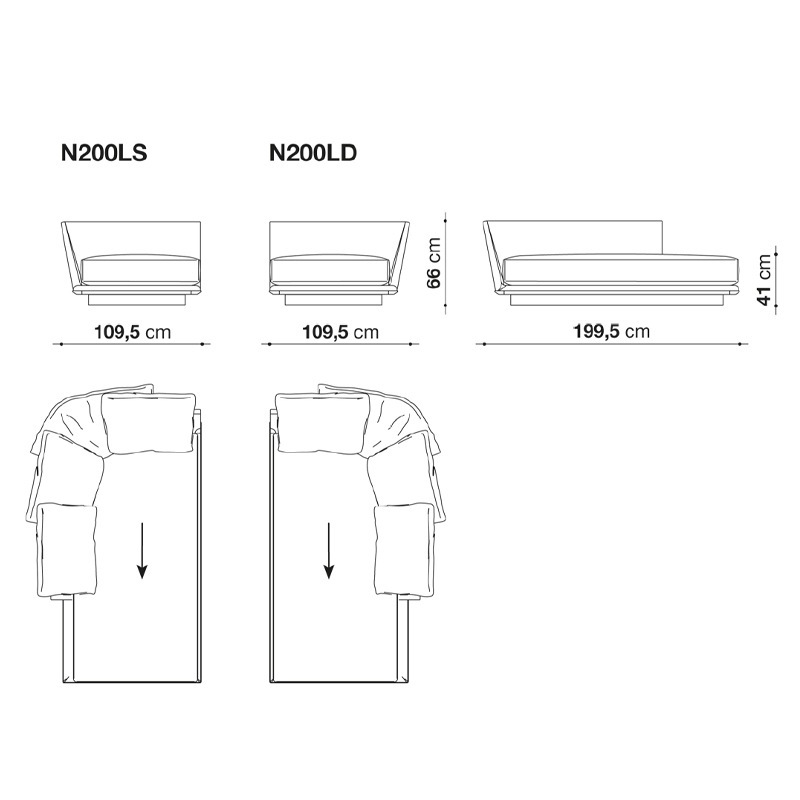 B&B Italia NOONU Chaiselongue - 199 x 109 cm