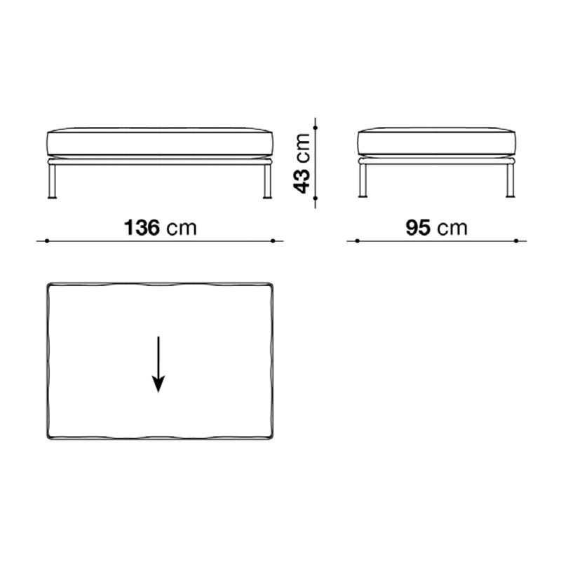 B&B Italia NOOCH OUTDOOR Sofa Hocker - 136 x 95 cm