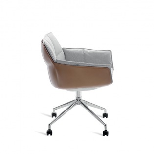 B&B Italia HUSK Stuhl mit Rollen, Kernleder