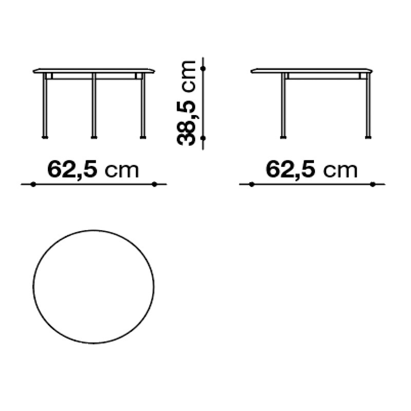 B&B Italia Outdoor BOREA Couchtisch Ø 62 cm - Tischplatte Teak oder Lavastein