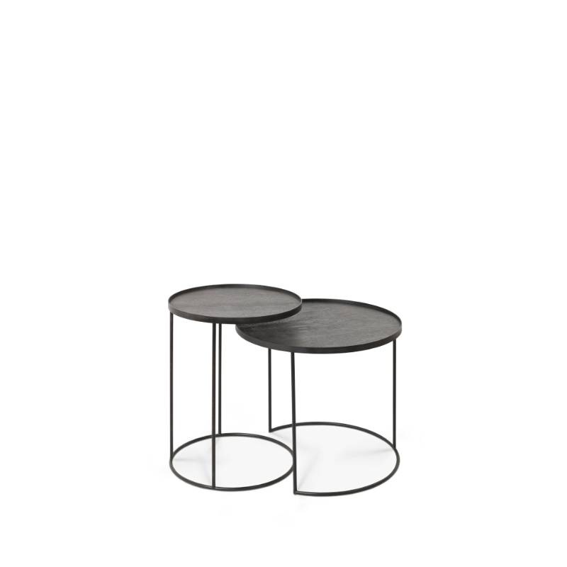 Ethnicraft Tablett-Tisch-Set rund