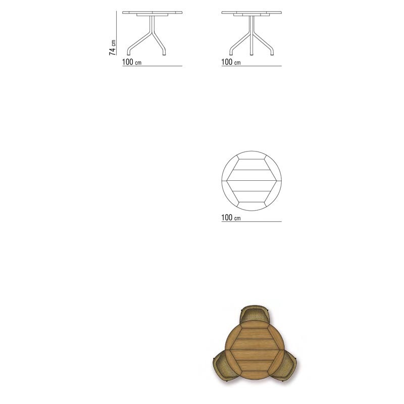 Flexform ACADEMY OUTDOOR Esstisch Iroko - rund - ∅ 100 cm