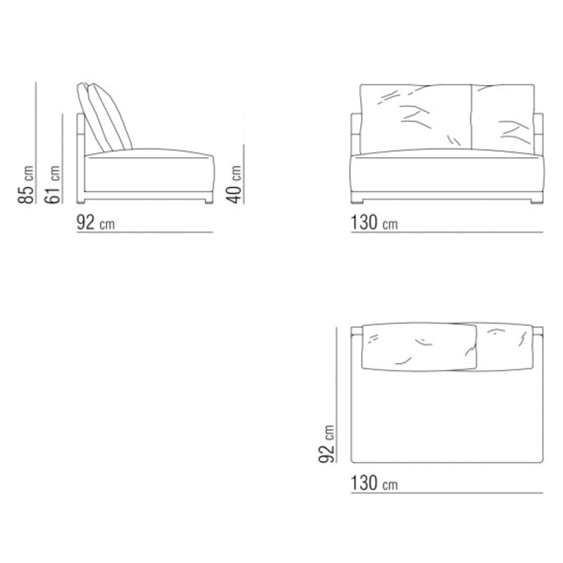 Flexform MILOS OUTDOOR Mittelelement 130cm