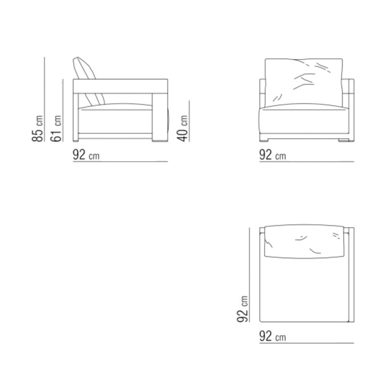 Flexform MILOS OUTDOOR Endelement rechts 92cm