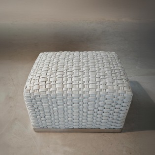 Flexform PHUKET OUTDOOR Hocker 50x60 cm, Geflecht Weiß/ elektropoliert