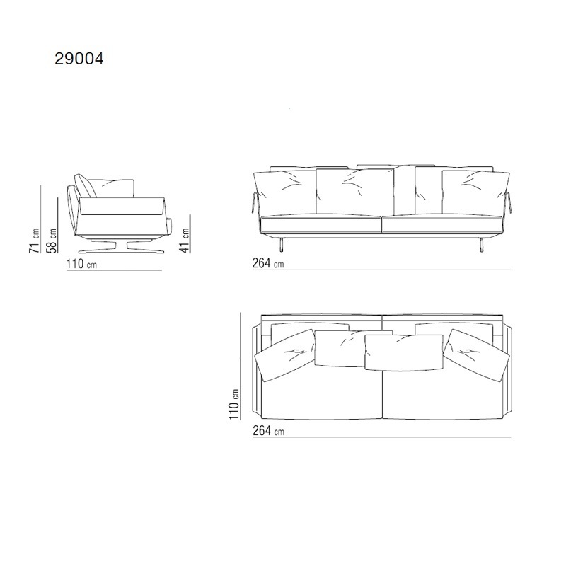 Flexform BRETTON Sofa - Breite 264 cm